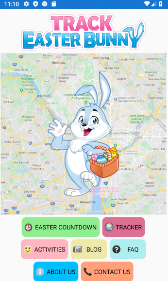 Track Easter Bunny S Official Android App Is Coming Soon Track Easter   Track Easter Bunny Easter Bunny Tracker Home Screen 